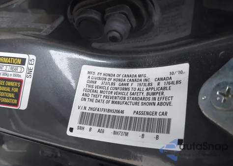 2011 Honda Civic Ex-L z USA, uszkodzony, nr VIN 2HGFA1F91BH520646